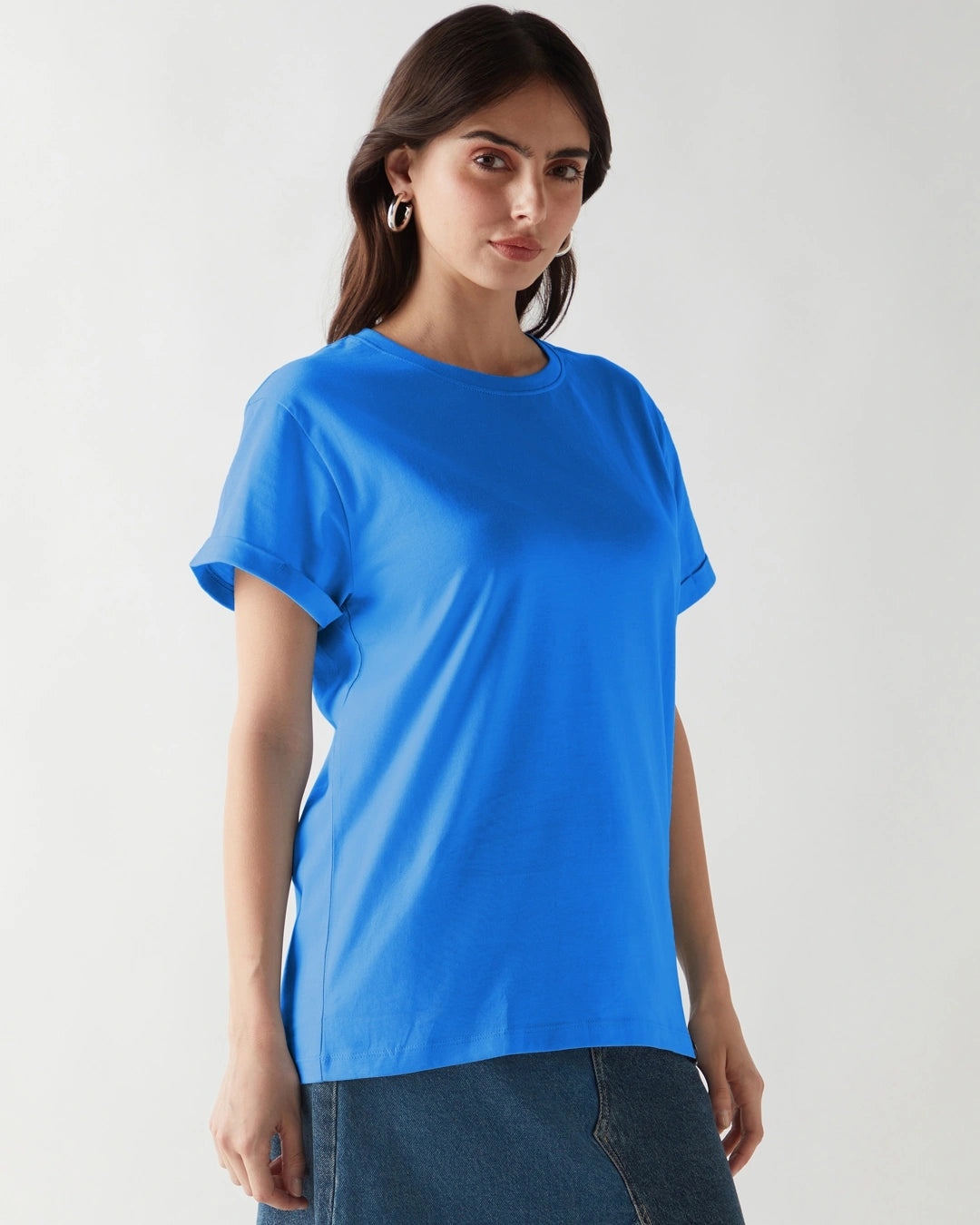 LUMINIX's - Women's Azure Blue Boyfriend T-shirt